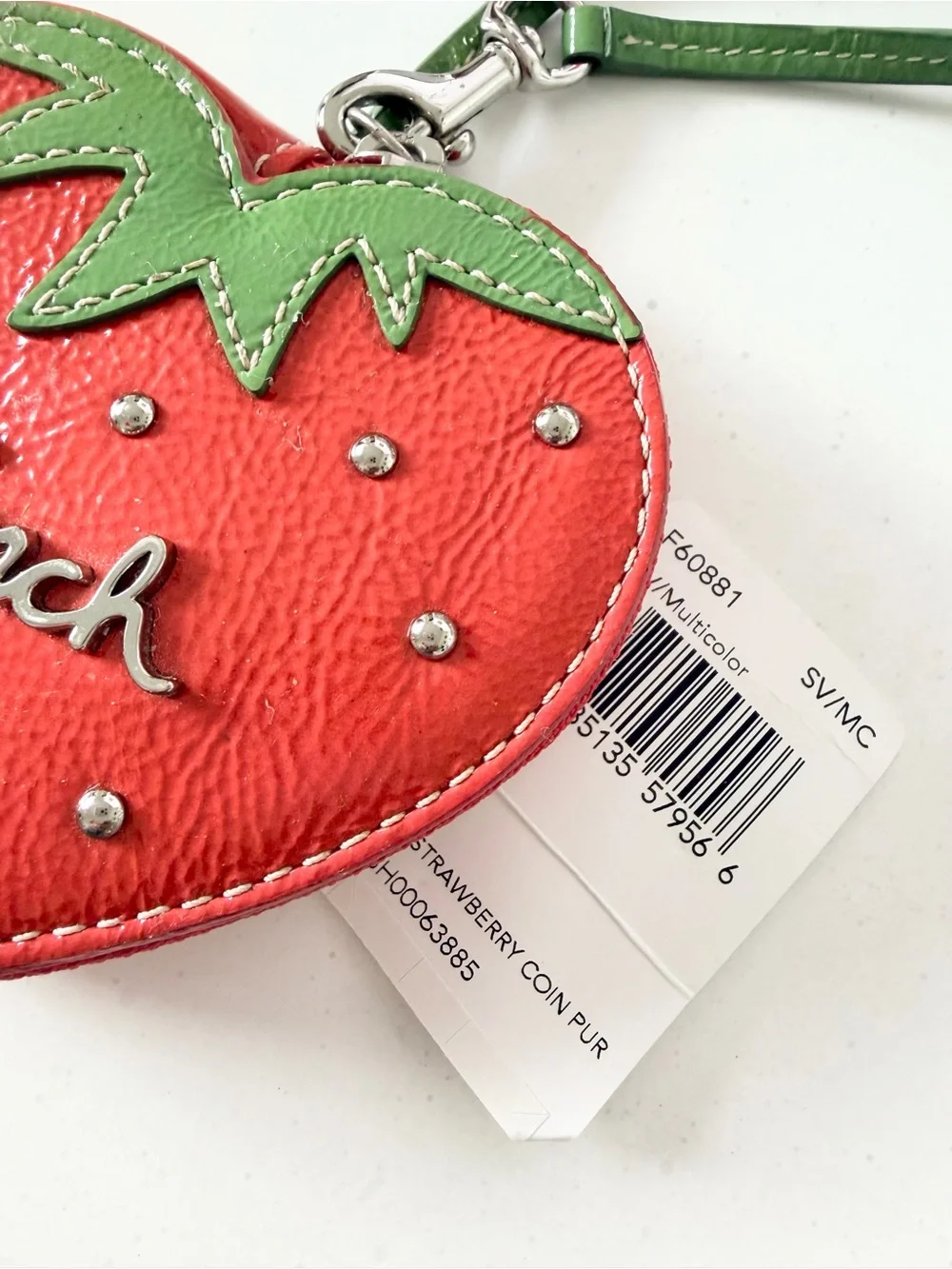 Coach Vintage Strawberry Patent Leather Coin Purse Charm - NWT